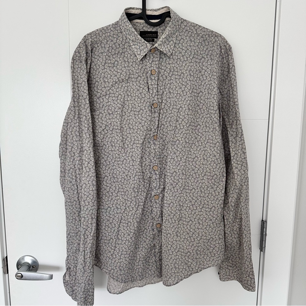 Zara Men's Casual Button Down Shirt Slim Fit